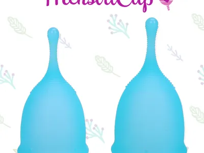 MenstriCup menstruatiecup set blauw maat S + L